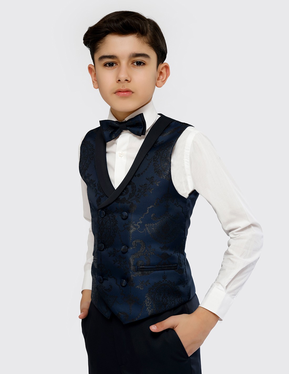Costume Enfant Cérémonie à Motif fleuri Bleu Marine - Lucas 2