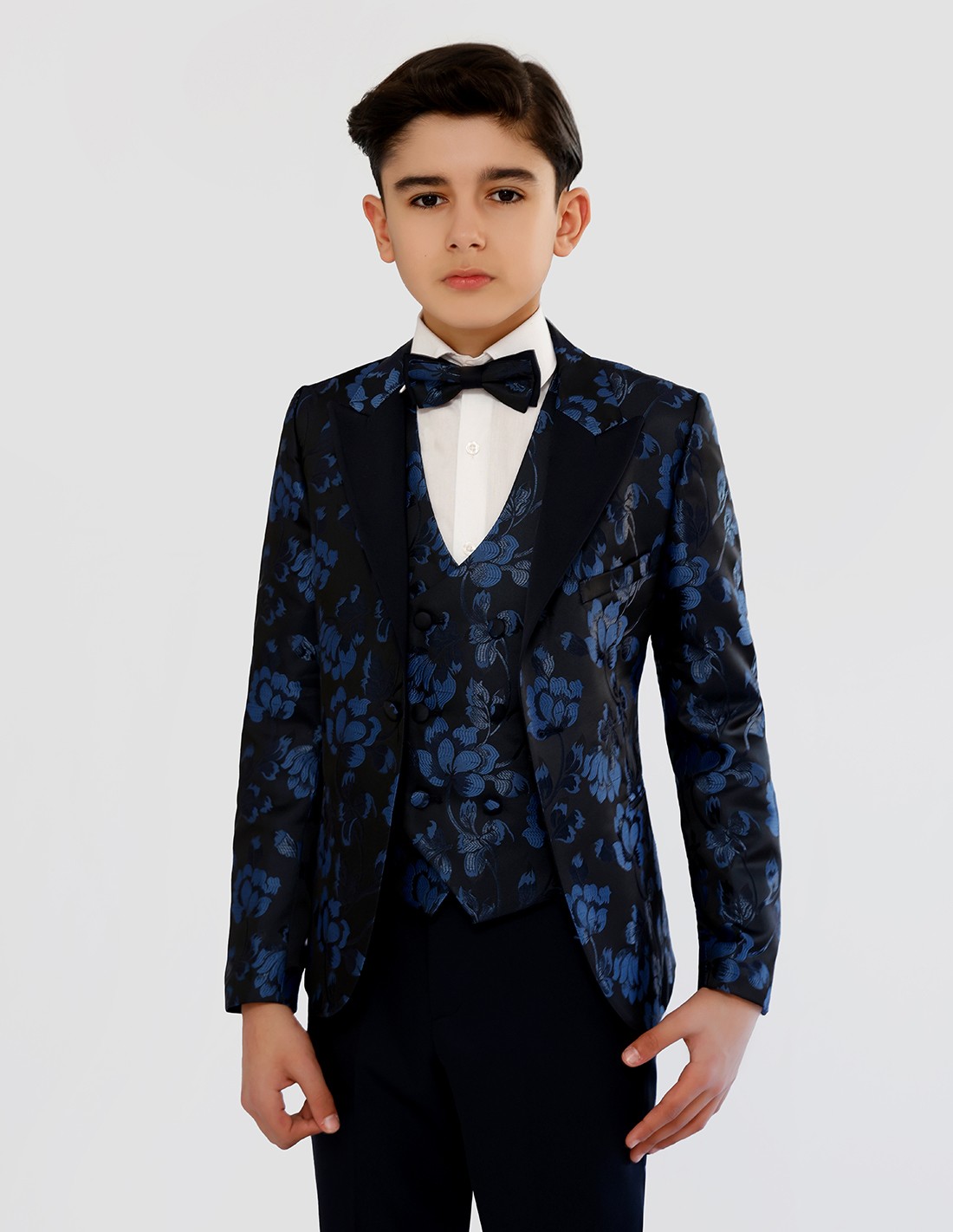 Costume Enfant de Cérémonie à motif floral bleu Roi Armand 2