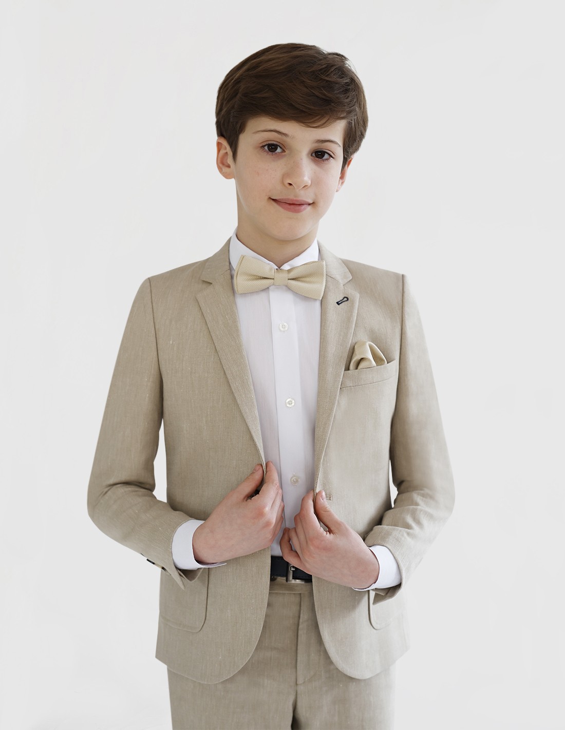 Costume Enfant de Cérémonie en Lin Beige 2