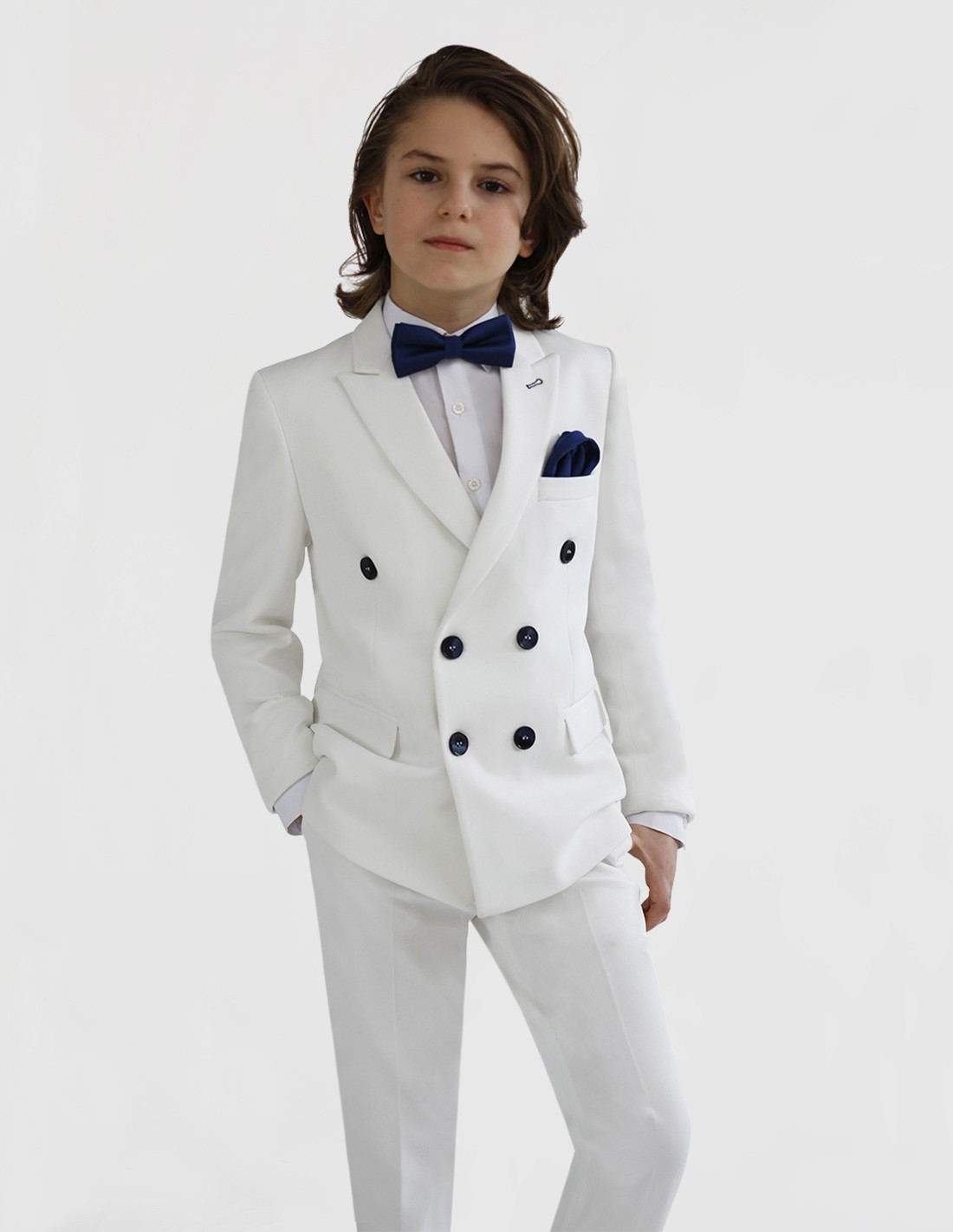 Costume Garçon de Cérémonie Blanc Croisé 2