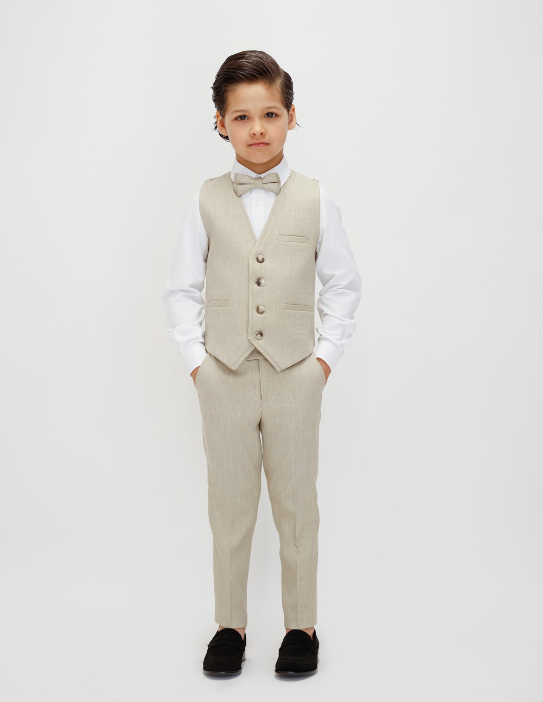 Ensemble Enfant Lin Beige pour Cérémonie