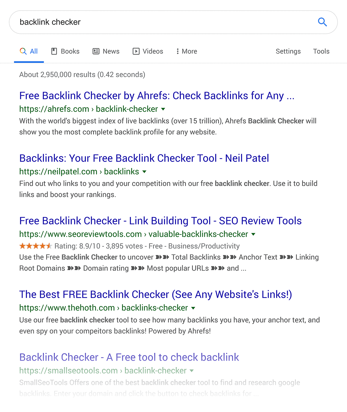 "backlink checker" SERP