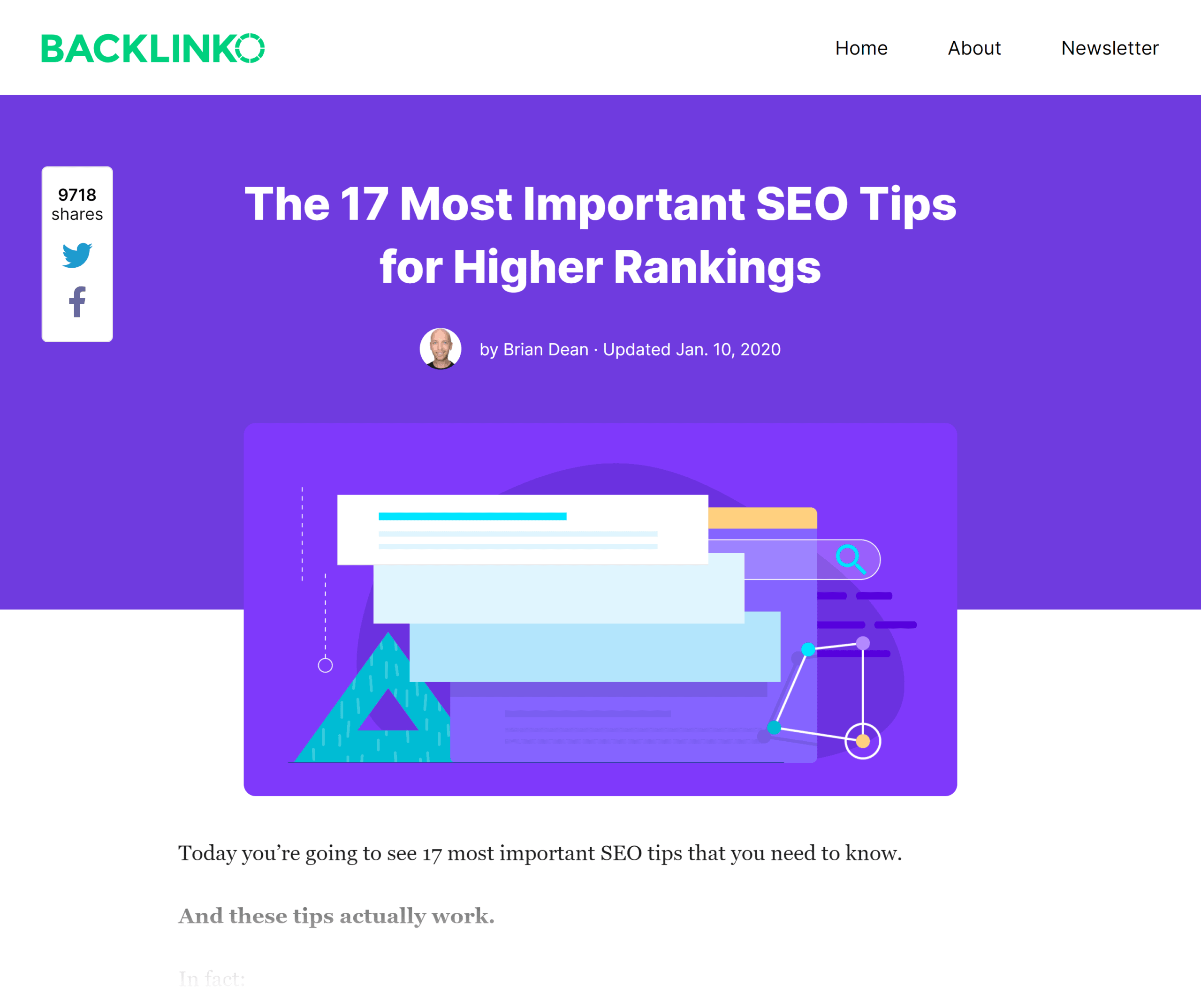 Backlinko – Actionable SEO tips post