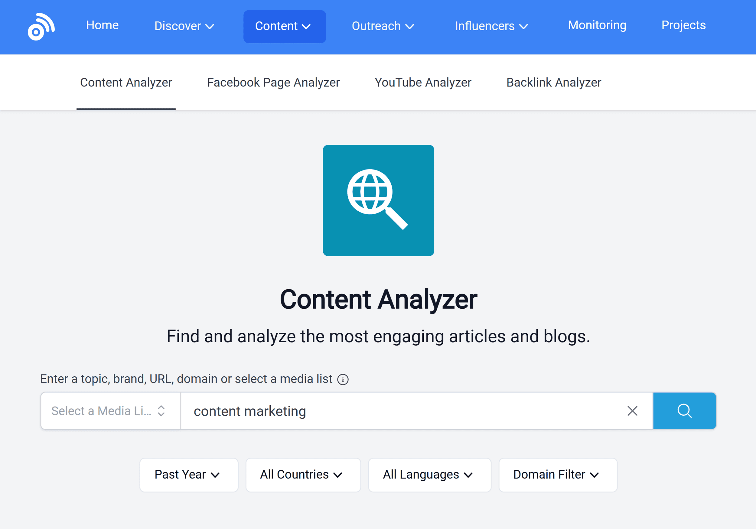 BuzzSumo – Content Analyzer – Search