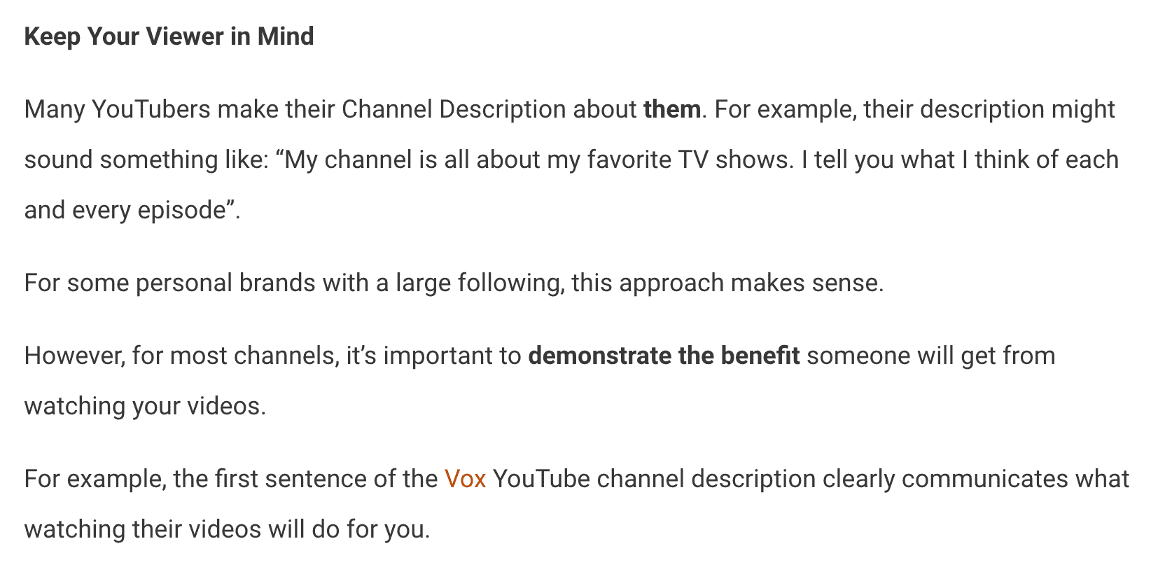 Channel Description – Helpful tips