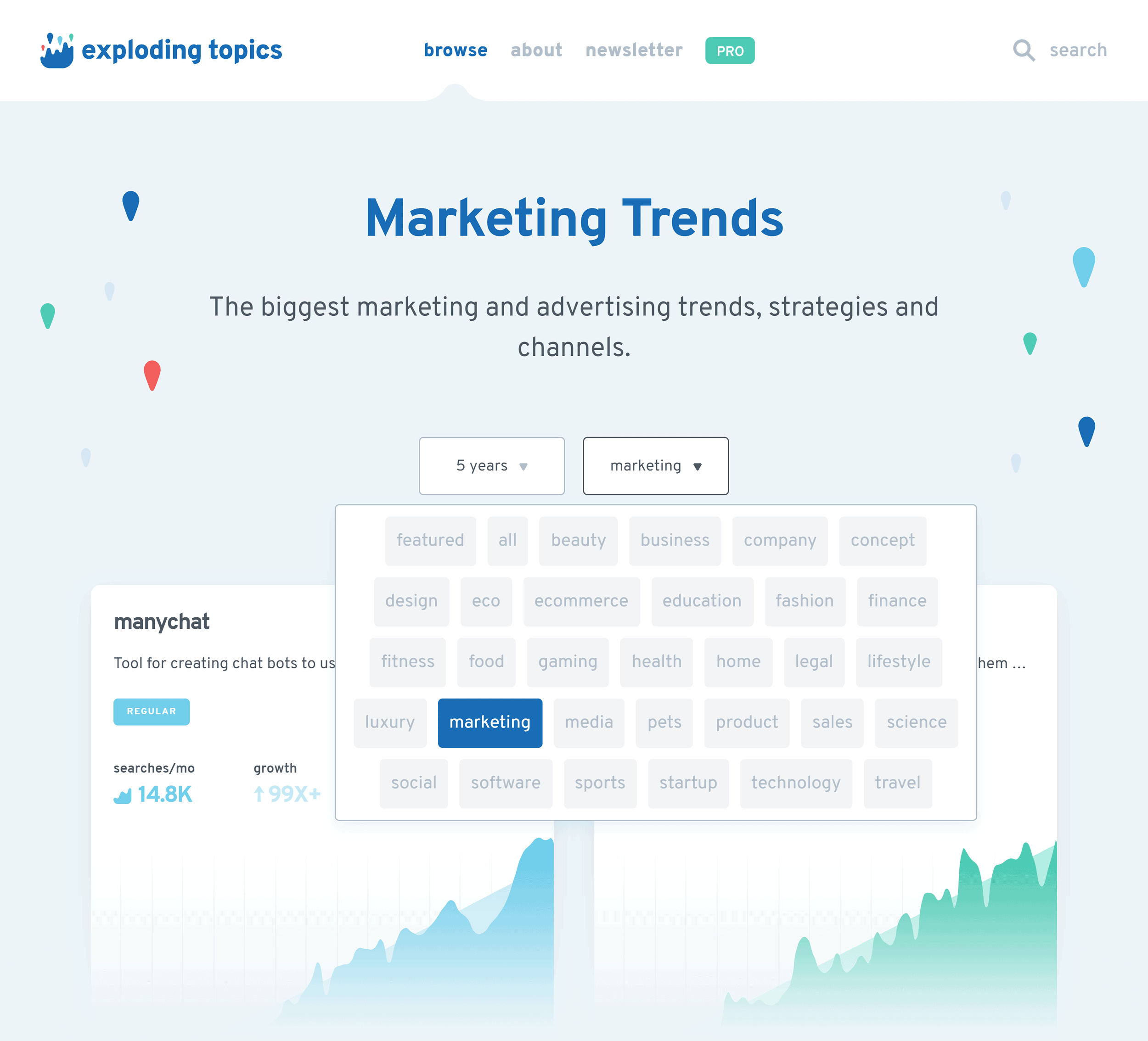 Exploding Topics – Choose category