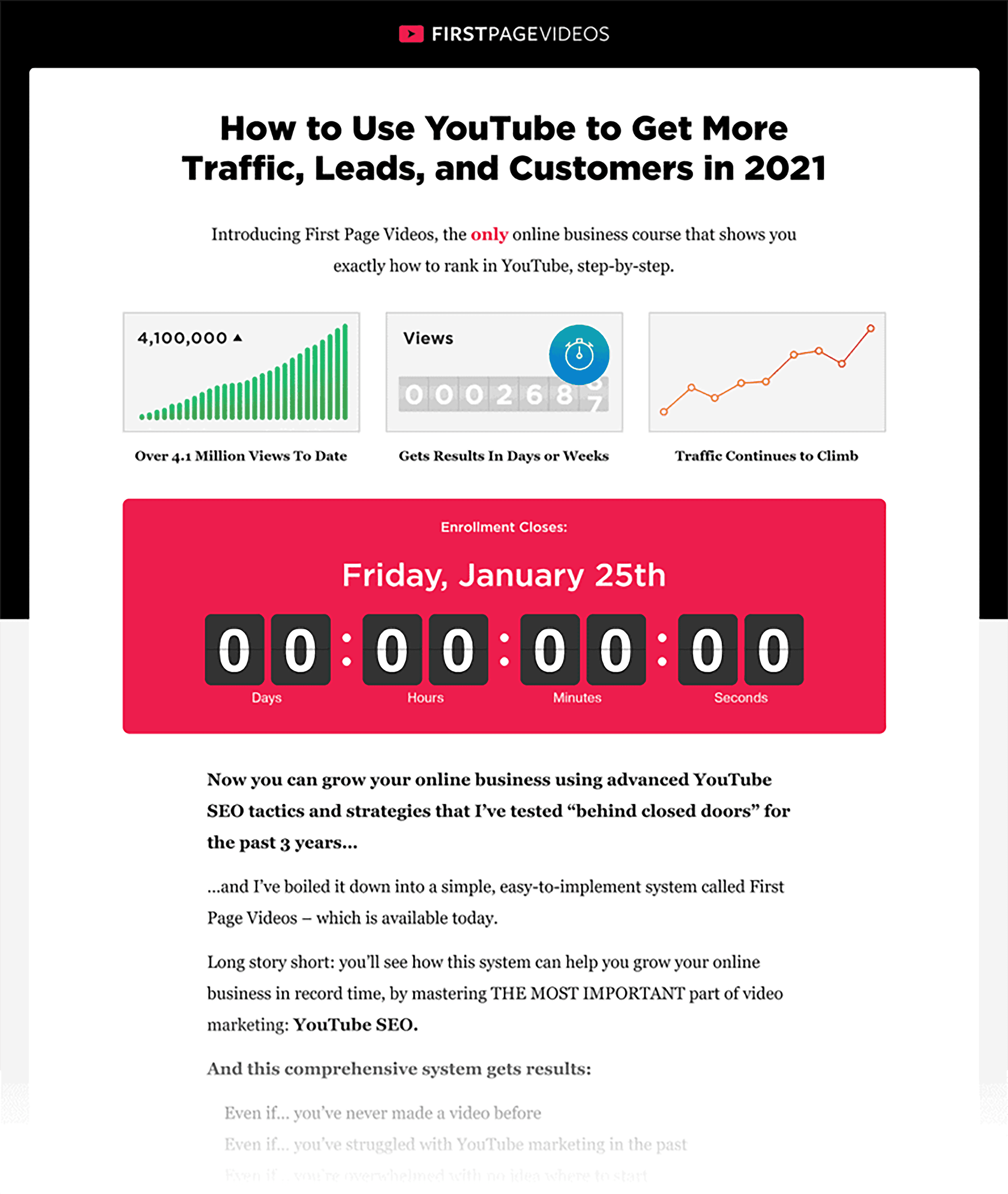FirstPageVideos – Sales page – 2021