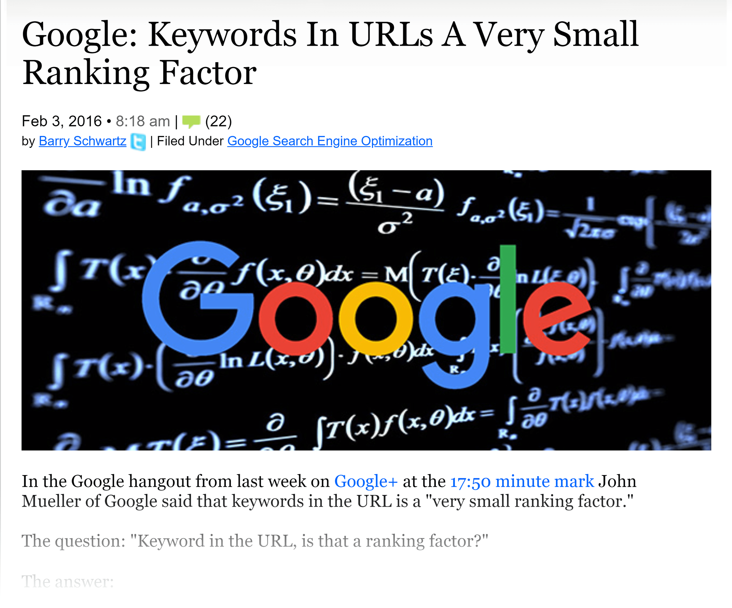 Google on keyword in URL