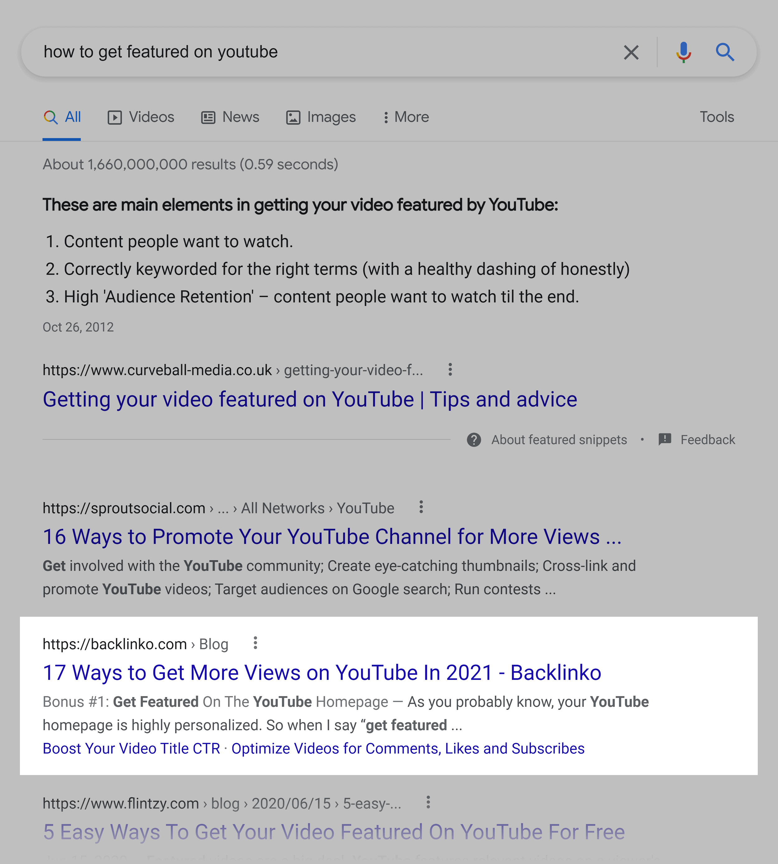 Google SERP – How to get featured on YouTube