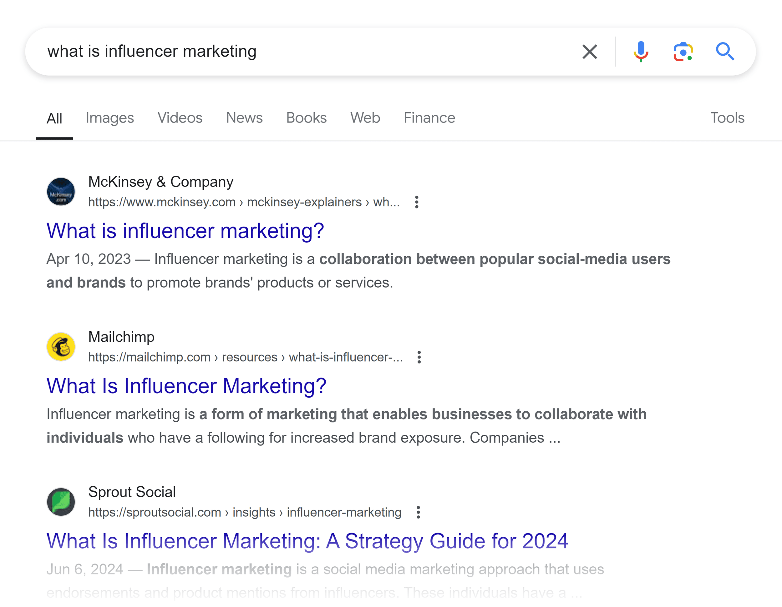 Google SERP – What is influencer marketing