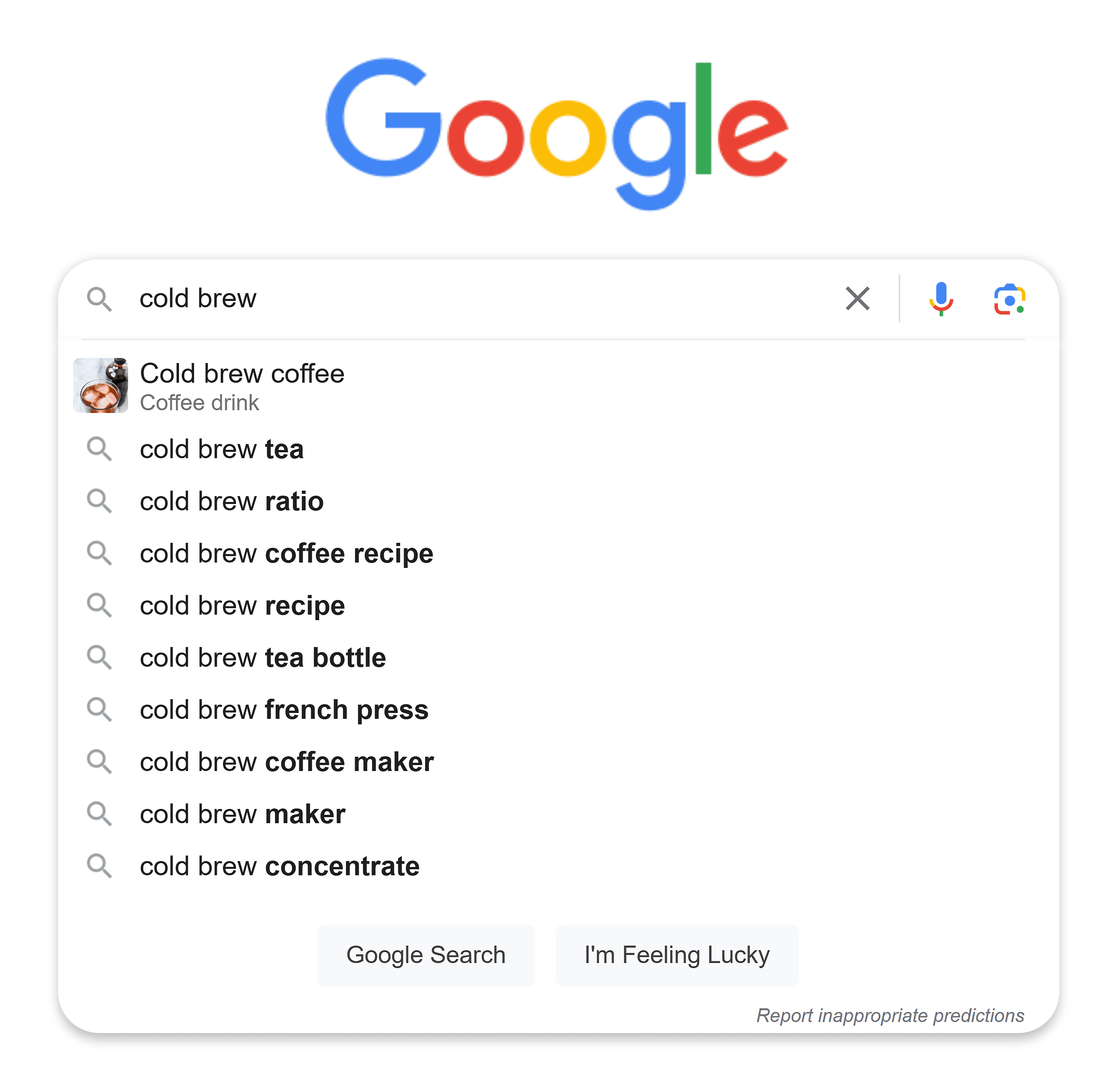 Google Suggest – Cold brew