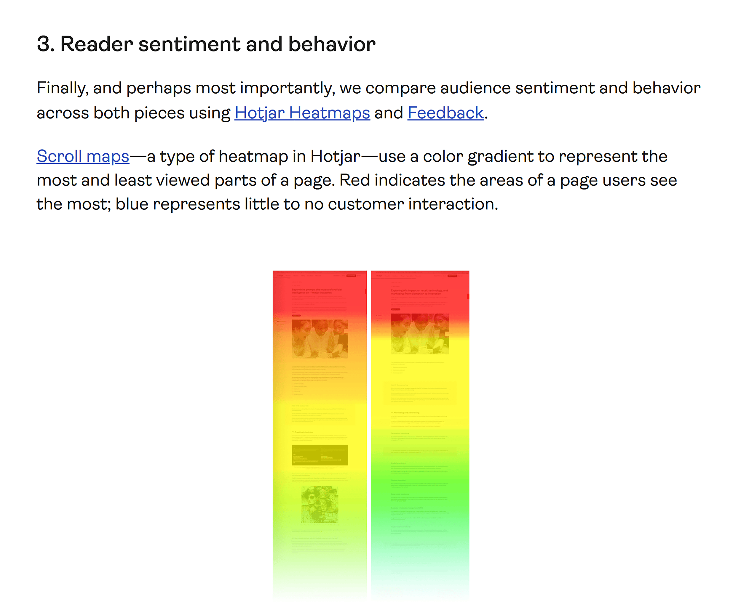 HotJar – Reader sentiment