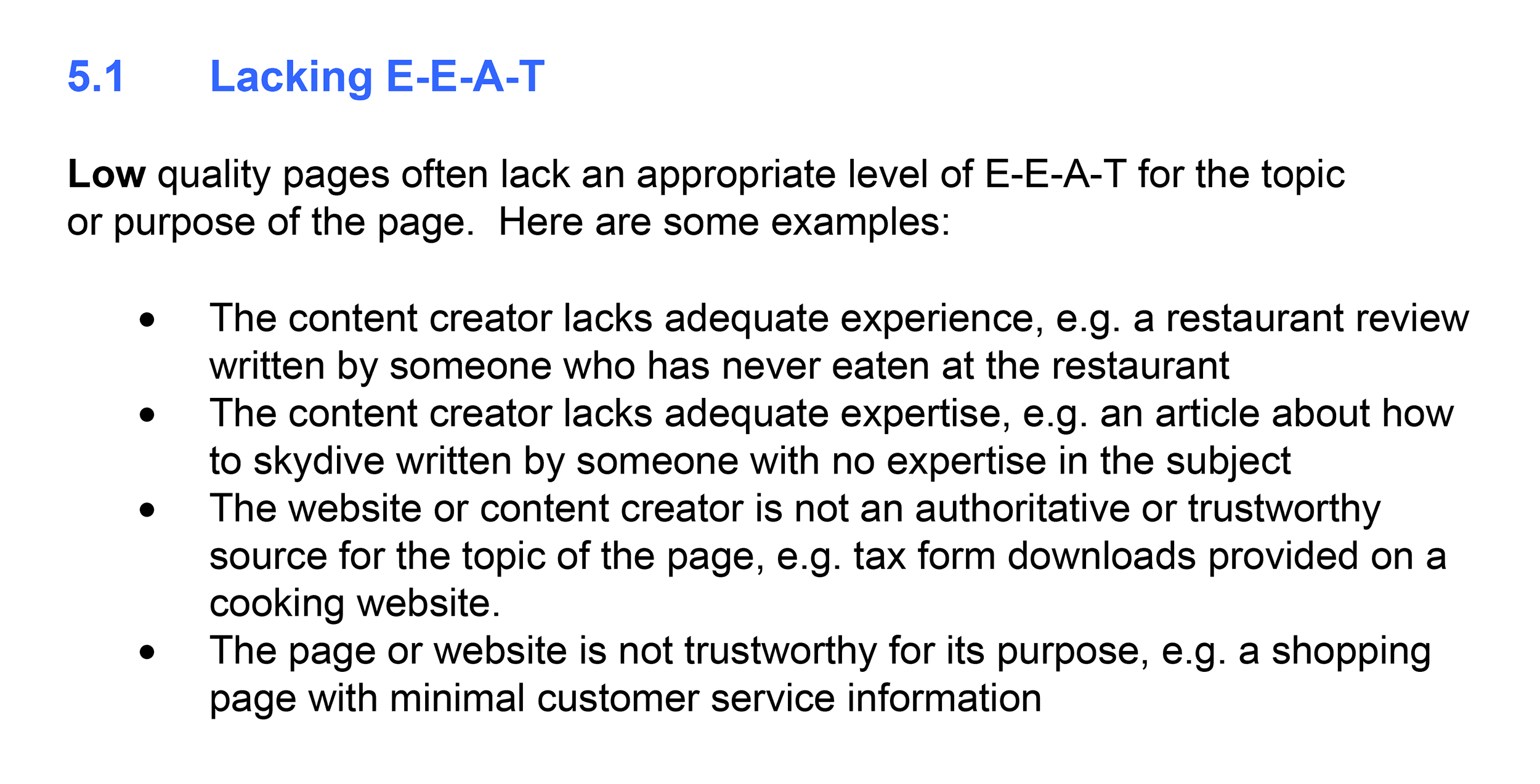 Lacking E-E-A-T