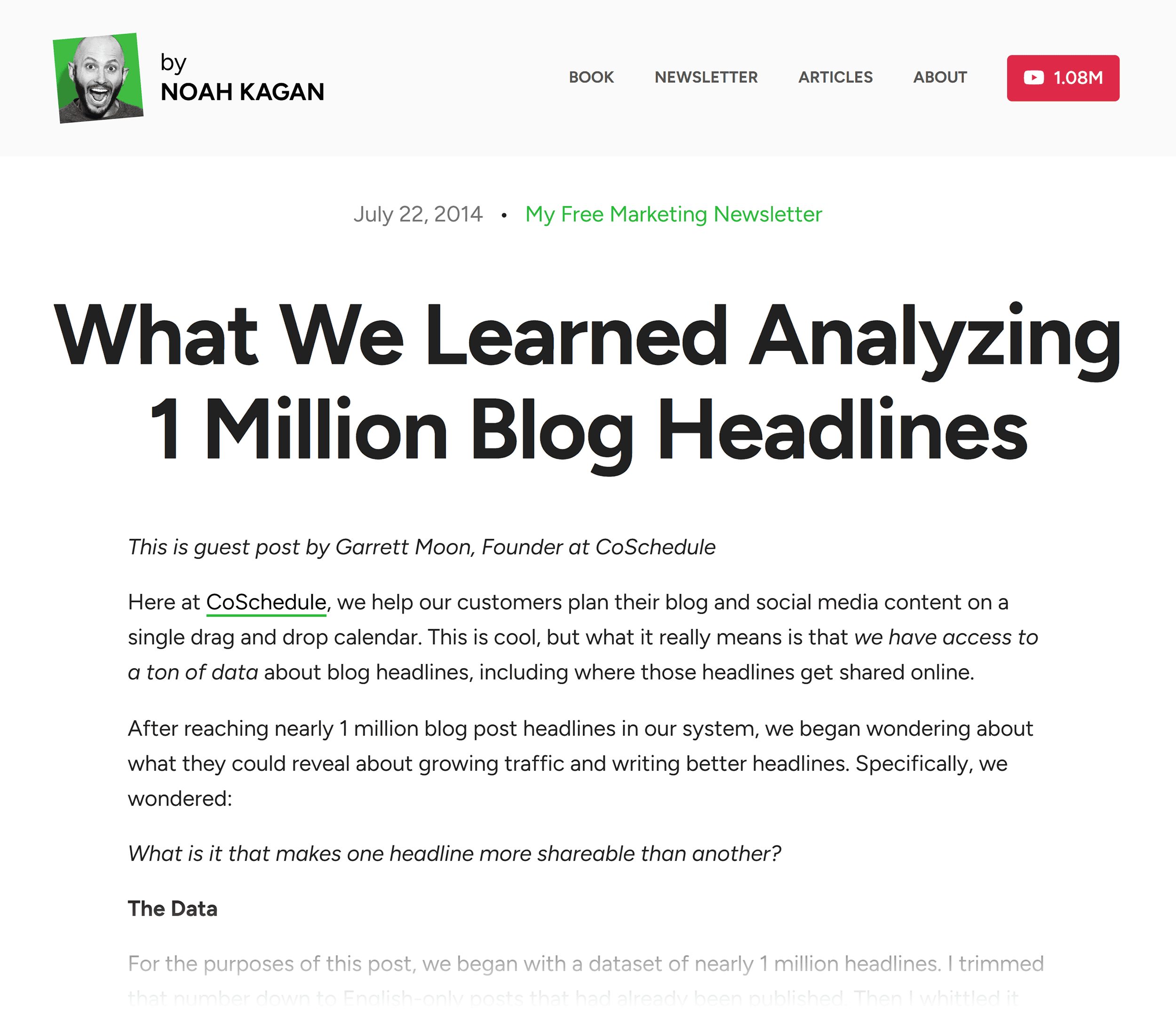 Noah Kagan – We analyzed nearly 1 million headlines