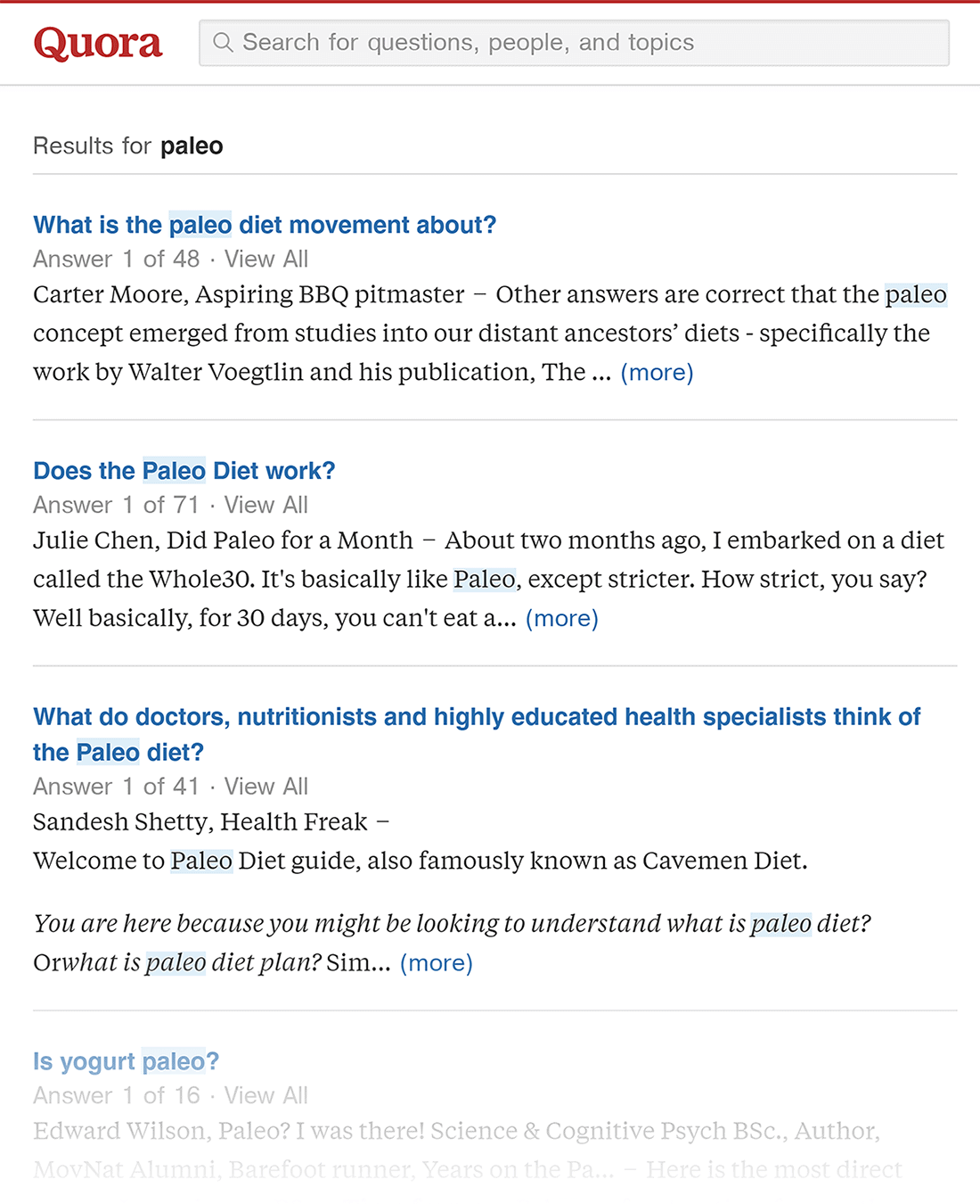 Quora – Paleo