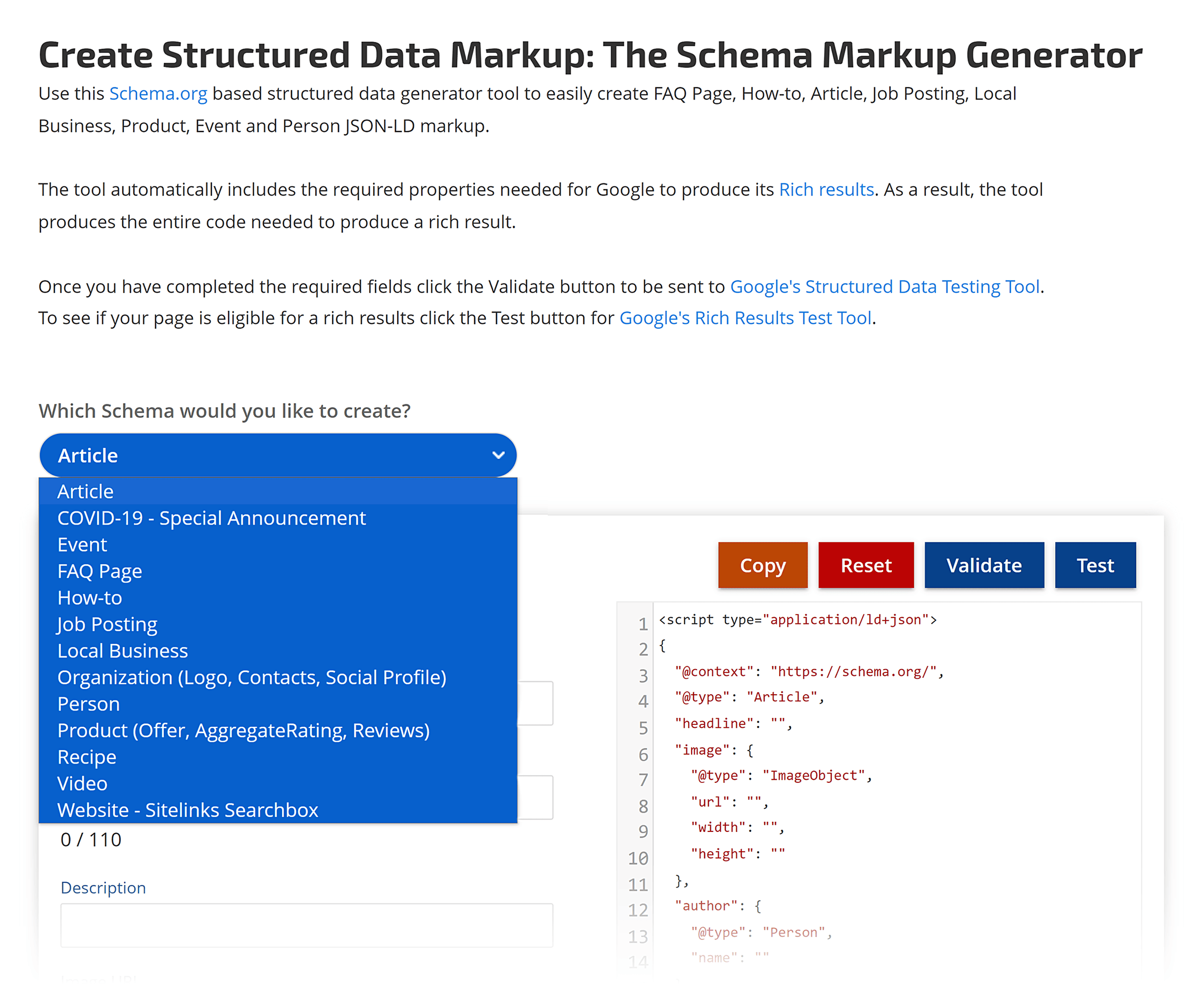 Rank Ranger – Schema markup generator