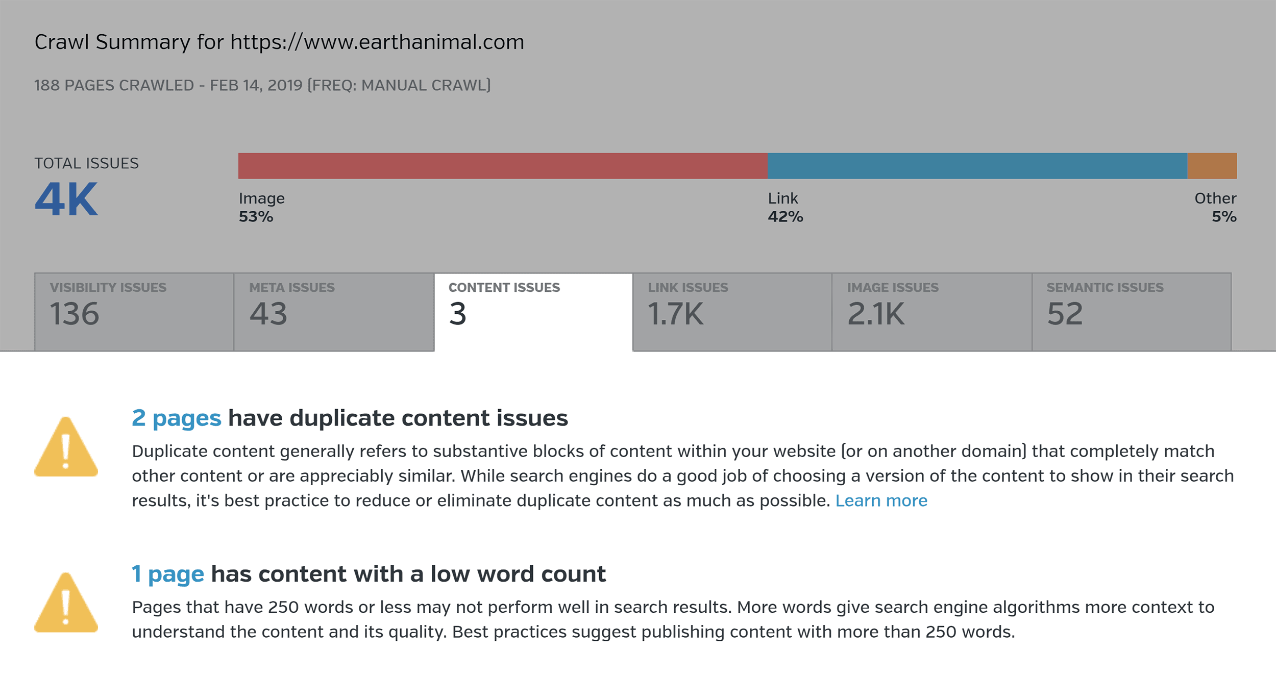 Raven Tools – Issues – Content