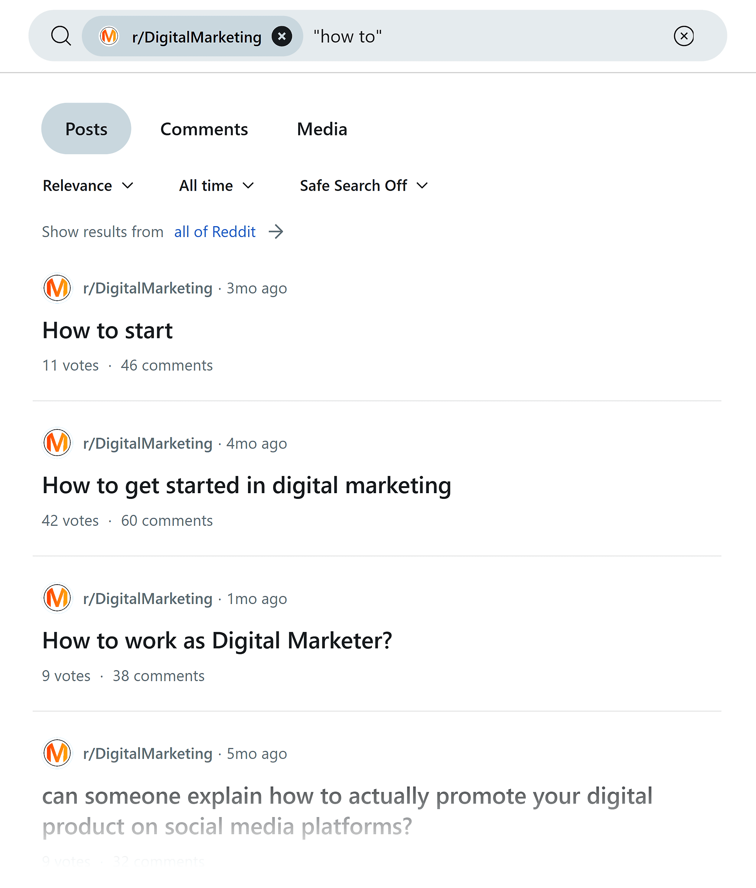 Reddit – Digital Marketing – Search – "How to"
