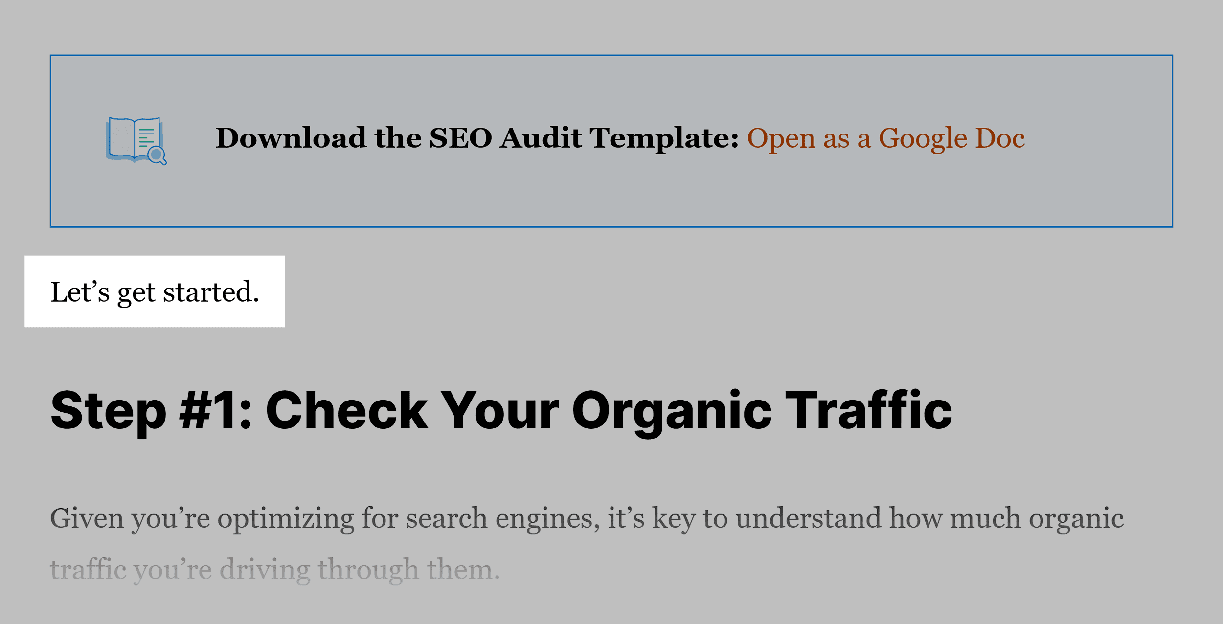 SEO site audit – Intro transition