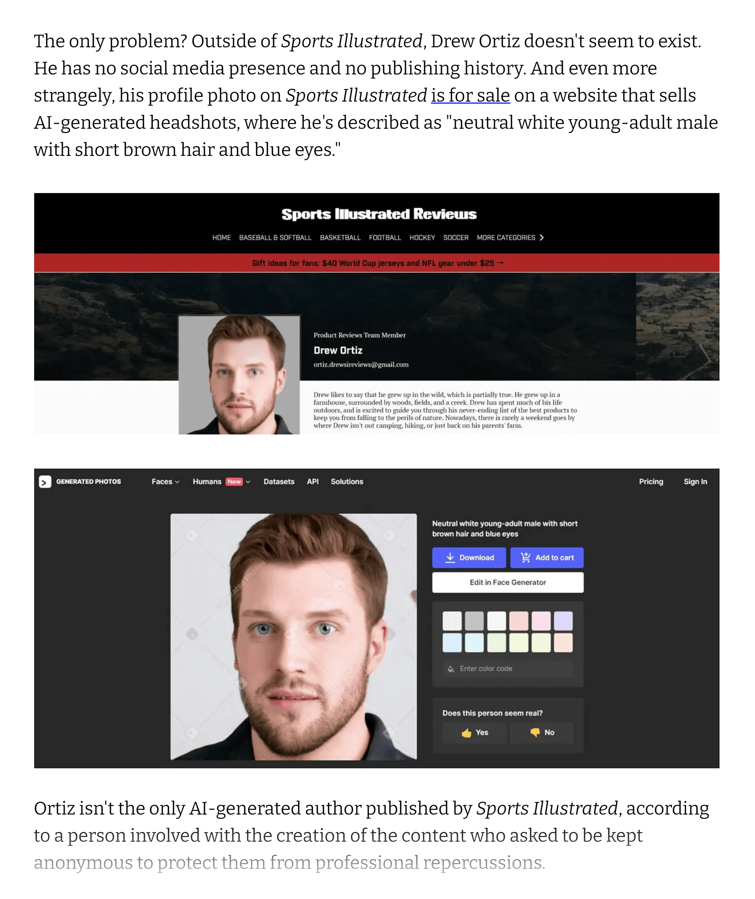 Sports Illustrated – AI generated writers
