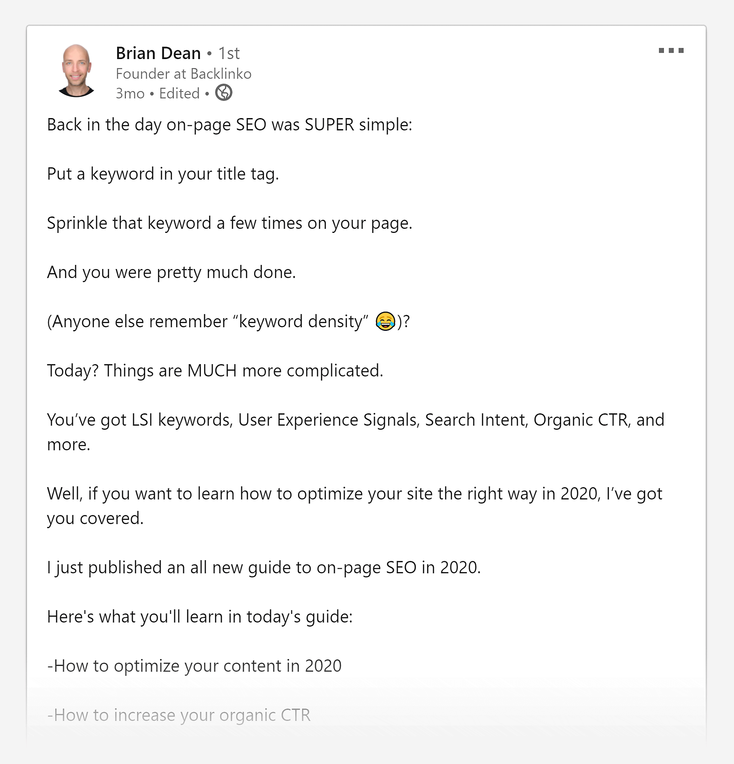 Story in LinkedIn post