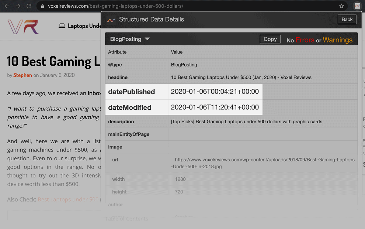 Voxel – Date published and modified