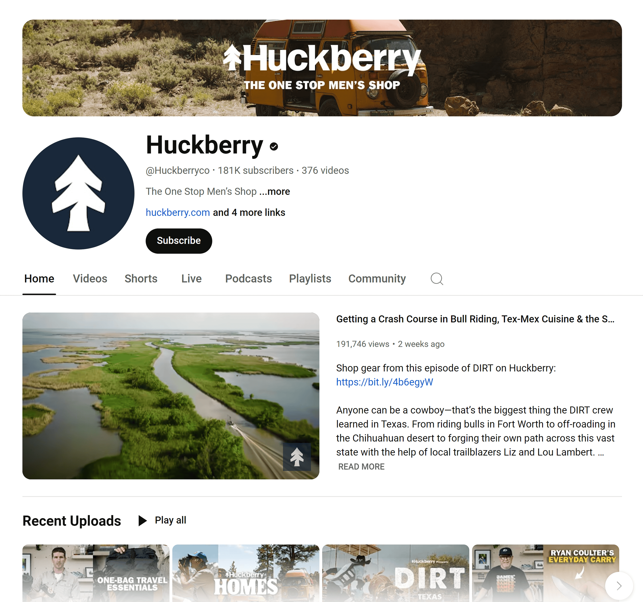 YouTube – Huckberry channel