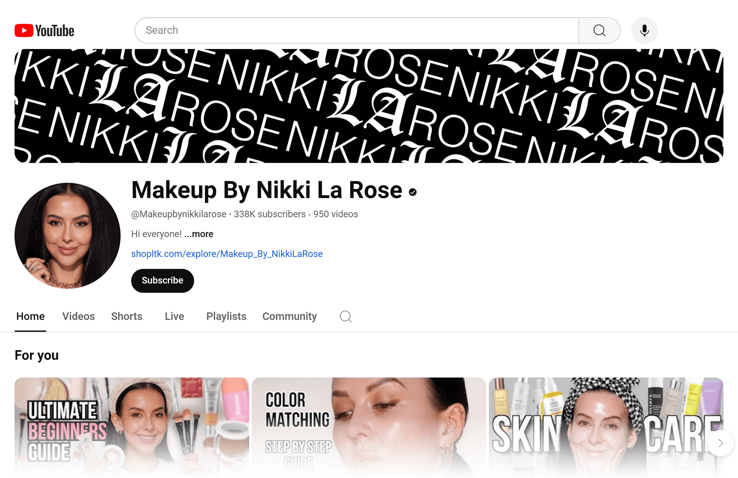 YouTube – Makeup by Nikki La Rose – Profile