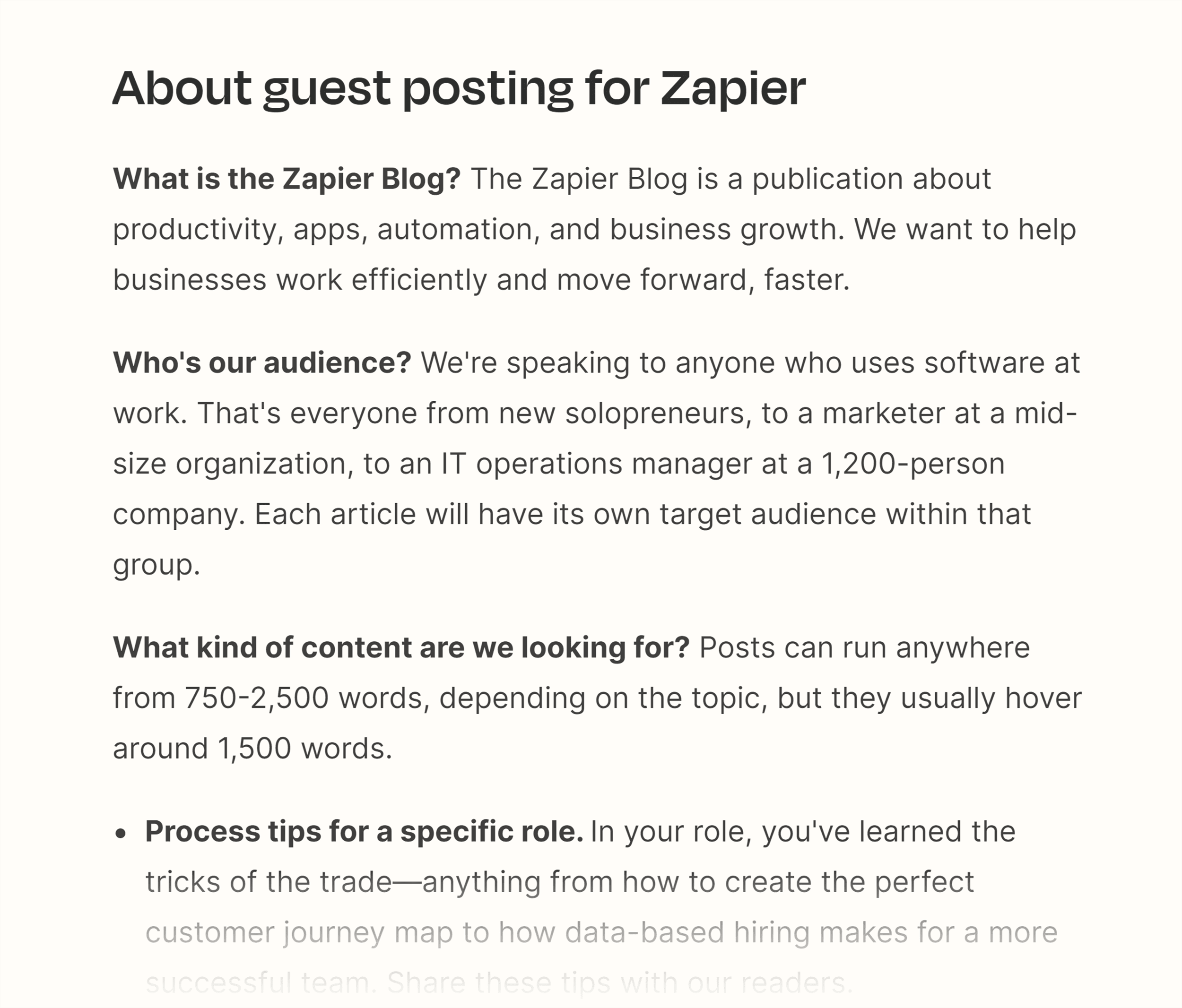 Zapier – Blog guidelines